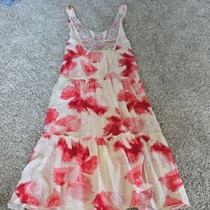 Umgee Size Lrg Vibrant Red Floral Dress